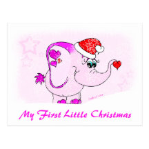 Lucky Pinkie Pink Elephant Merry Christmas Card Postcard