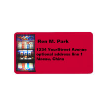 Lucky Red Gambler Slot Machine Custom Address Labels