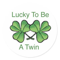 Lucky To Be A Twin Round Stickers