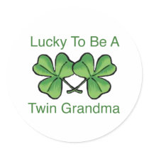 Lucky To Be Twin Grandma Round Stickers