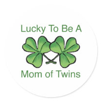 Lucky To Be Twin Mom Round Sticker