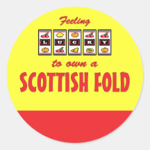 Lucky to Own a Scottish Fold Fun Cat Design Round Stickers