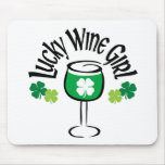 Lucky WIne Girl1 Mouse Mat