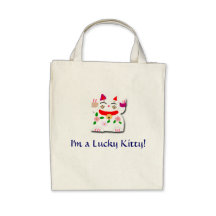 LuckyCat: I'm a Lucky Kitty Organic Tote Bags