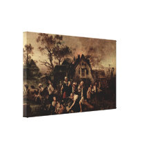 Ludwig Knaus - fire in the village (the fire) Stretched Canvas Print
