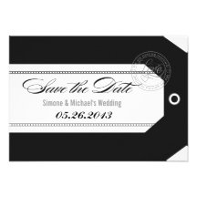 Luggage Tag Save the Dates classic black + white Custom Invite