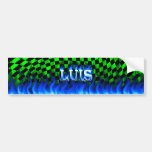 Luis blue fire and flames bumper sticker design.