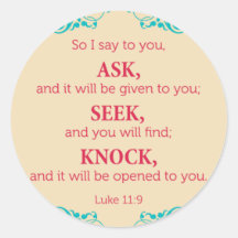 Luke 11:9 round sticker