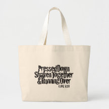 Luke 6:38 Black on White Bag