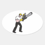 Lumberjack Tree Surgeon Arborist Chainsaw Oval Sticker