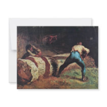 Lumberjacks Sawing Wood By Millet  (Best Quality) Personalized Invitations