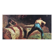 Lumberjacks Sawing Wood By Millet  (Best Quality) Photo Cards