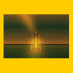Lumière de l'aura de Dieu au-dessus de la croix du affiches