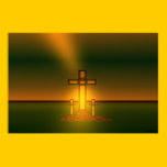 Lumière de l'aura de Dieu au-dessus de la croix du affiches