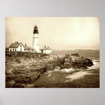 Lumière principale de Portland circa 1890 Affiche