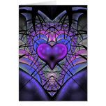 Luminescent Heart Fractal Greetings Cards
