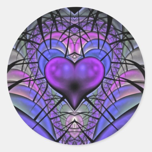 Luminescent Heart Fractal Stickers
