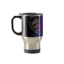 Luminescent Heart Fractal Travel Mugs