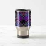 Luminescent Heart Fractal Travel Mugs