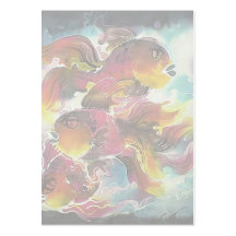Luminous Colourful Goldfish Silk Art Business Card Templates