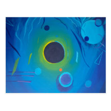 lunar /orange circle postcard