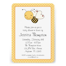 Lunatique gaffez le baby shower de pois d'abeille invitations personnalisées