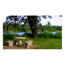 Lunch meeting picnic table summer day at the park business cards