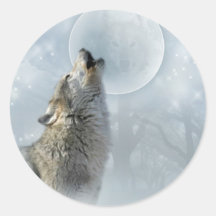 Lune bleue de loup adhésif rond