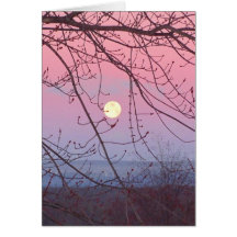 lune derrière des arbres carte de vœux