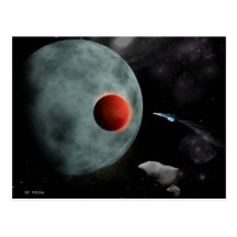 Lune et espace carte postale