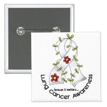 Lung Cancer Awareness FLOWER RIBBON 1 Buttons
