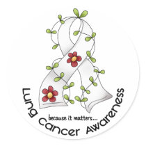Lung Cancer Awareness FLOWER RIBBON 1 Round Sticker