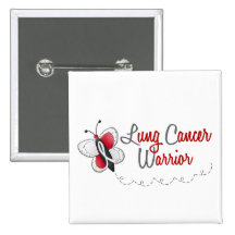Lung Cancer Butterfly 2 Warrior Pinback Buttons