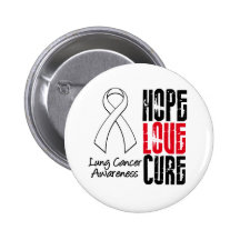 Lung Cancer Cancer Hope Love Cure Ribbon Pinback Button