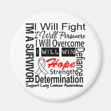 Lung Cancer Fight Persevere Overcome Win Refrigerator Magnets