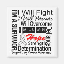 Lung Cancer Fight Persevere Overcome Win Refrigerator Magnets