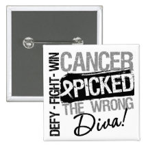 Lung Cancer Picked The Wrong Diva Pinback Button