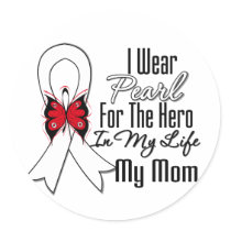 Lung Cancer Ribbon Hero My Mom Round Sticker
