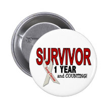 Lung Cancer Survivor 1 Year Pinback Buttons