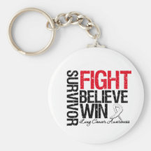 Lung Cancer Survivor Fight Believe Motto Keychain