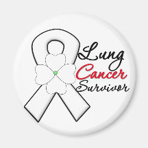 Lung Cancer Survivor Flower Ribbon Magnets