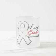 Lung Cancer Survivor Flower Ribbon Mugs