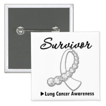 Lung Cancer Survivor Gemstone Ribbon Button