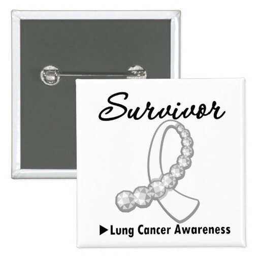 Lung Cancer Survivor Gemstone Ribbon Button