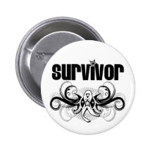 Lung Cancer Survivor Grunge Winged Emblem Pinback Button