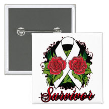Lung Cancer Survivor Rose Tattoo Buttons