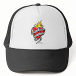 Lung Cancer Tattoo Heart Trucker Hats