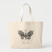 Lung Cancer Tribal Butterfly Ribbon Bag