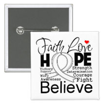 Lung Cancer Typographic Faith Love Hope Pinback Button