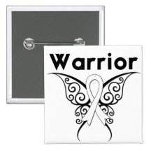 Lung Cancer Warrior Tribal Butterfly Pinback Buttons